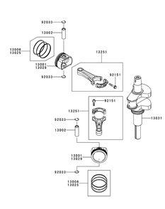 Kawasaki Fr600v-As06 Piston And Crankshaft Diagram and Parts List for XT2-LX42KW (Carb-13WGA1CS210)(2015) Cub Cadet Lawn Tractor